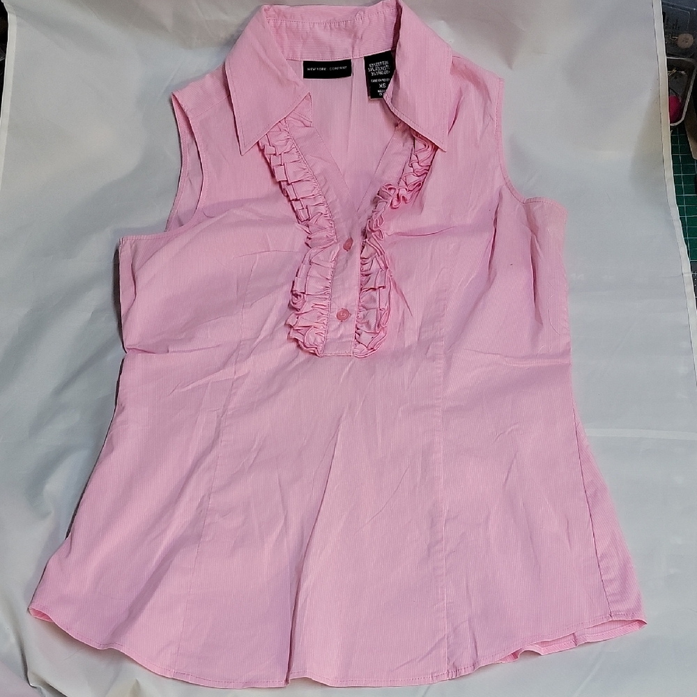 New York & Company Light Pink Ruffle Blouse